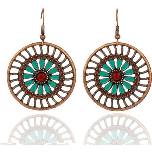 Fashion Round Oil Drip Dangle Drop Earrings for Women Female 2018 Wedding Anniversary Party Hanging Earrings Jewelry Accessories