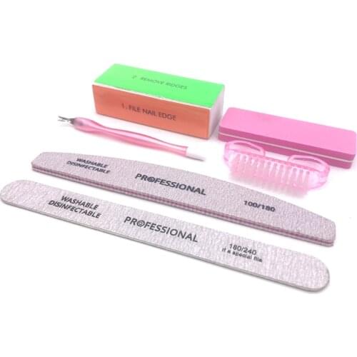 6Pcs/set Professional Nail File Set Buffers Durable Buffing Grit Sand Block Gel Polish Manicure Tools Nail Kit Artificial