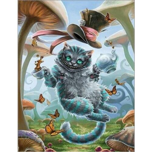 Counted Cross Stitch Kits Needlework Embrodery - Crafts 14 ct Aida Color DIY Arts Handmade Home Decor - Mushroom Cat