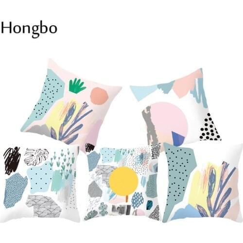 Hongbo Graffiti Background Pillow Covers Children Kids Room Decoration Nordic Style Geometric Marble Cushion Cover For Car