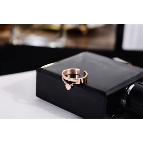Titanium Steel Love heart Open ring Rose Gold Colour fashion Jewelry Simple Love Ring For Woman nice gift,never fade