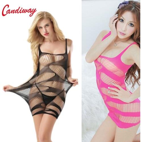 Plus size Lingerie Mini Short Dress Porn Erotic Exotic Apparel Transparent perspective gauze Sleepwear Lace Overlay lace Dress