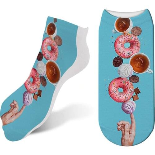 New Style 3D Printing Candy Food Socks Chocolate Donut Unisex Men & Women Breathable Socks Low Cut Ankle Short Spaort Socks