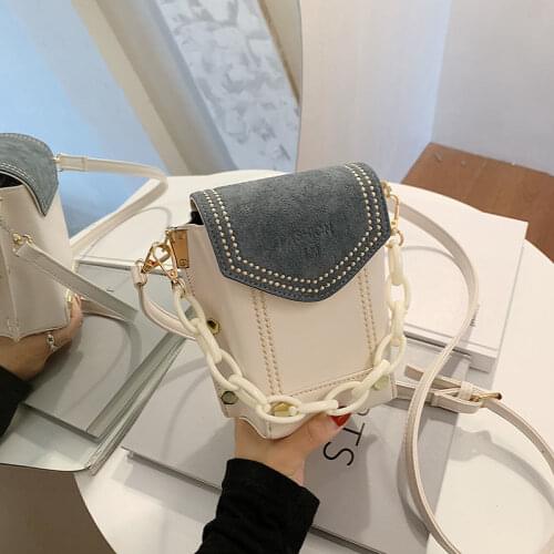 Solid Color Thick Chain Small PU Leather Crossbody Bags For Women 2021 Summer Shoulder Cross Body Bag Ladies Handbags