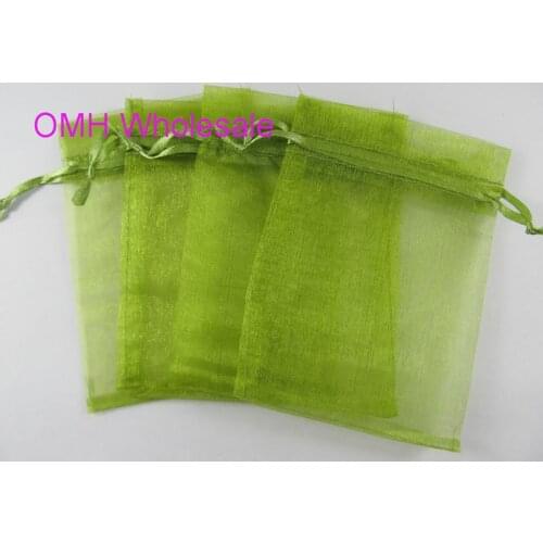 OMH wholesale 50pcs7x9,10x12,10x15,11x16,15x20,17x23,13x18cm Grass green Christmas Packaging bags jewelry voile gift bag BZ08-17