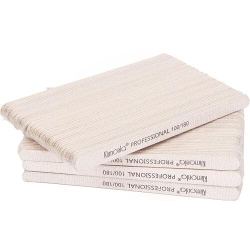 100Pcs/lot Klimonla Nail Files 100/180 Professional Wooden Strong Thick Sandpaper Sanding Nails File For Manicure Nail Care Tool
