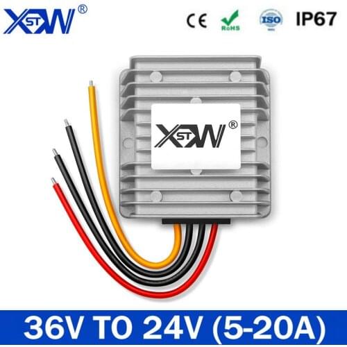 High Conversion Efficiency DC DC Step Down 36V to 24V 5A 10A 30-60V Convert to 24V DC Buck Power Supply Converter Waterproof CE