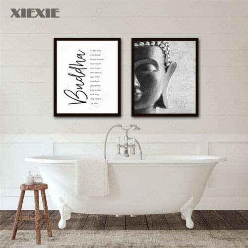 Zen Buddha Head Statue Poster Motivational Quotes Canvas Print Minimalist Wall Art Pictures Painting Buddhism Modern Home Decor