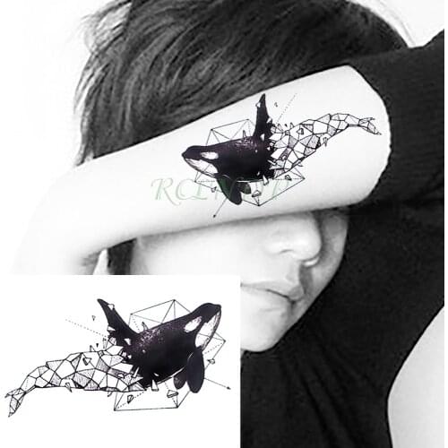 Waterproof Temporary Tattoo whale shark dolphin paper folding art tatto stickers flash tatoo fake tattoos for girl women kid
