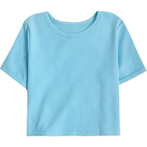 Comfortable multi-color o-neck slim short section short-sleeved T-shirt