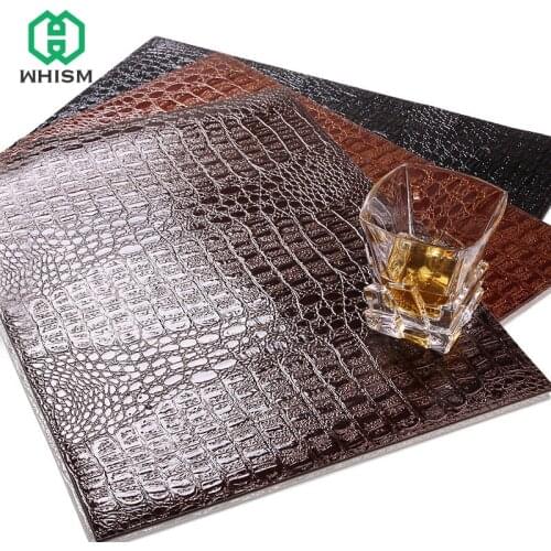 WHISM Placemat PU Leather Mat Insulation Pad Decorative Tablemat Coaster European Crocodile Pattern Mat for Kitchen Dining Table