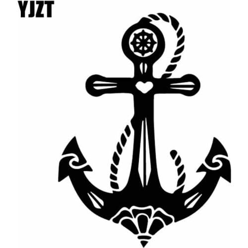 YJZT 11CM*14.9CM Dazzling Cool Ship Boat Anchor Delicate Vinly Decal Nice Car Sticker Black/Silver C27-0590