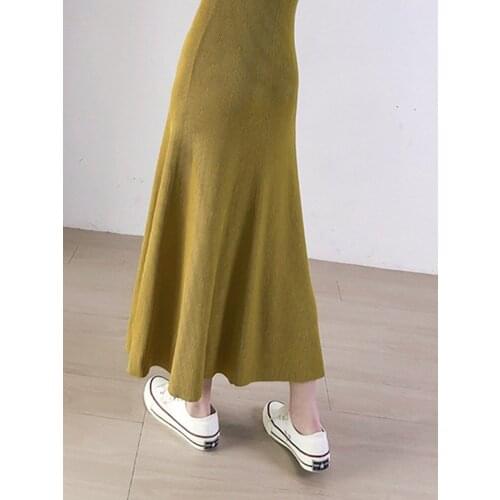 Summer new sexy V-neck contrast color sling dress retro green big swing knitted long dress