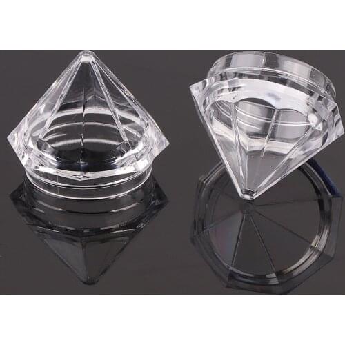 10Pcs Transparent Empty Storage Diamond Shape Boxes Nail Art Tip Glitter Pot Box Container Nails Art Rhinestone Bead Gems Case