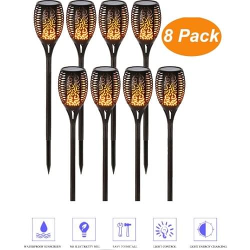 2-8 pcs Garden LED Flame Solar Light Power Bulb Waterproof Decoration Landscape Lawn Lamp Path Lighting Torch Outdoors Spotlight