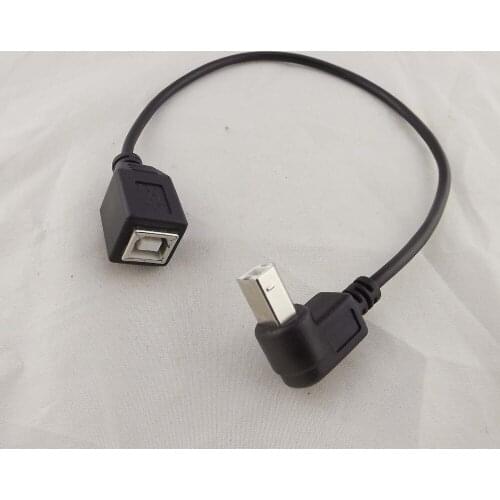 2pcs USB 2.0 B Female To Down Angle USB B Male Printer Short Data Cable Adapter Black 30cm