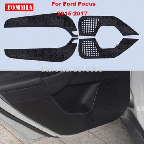 TOMMIA For FORD Focus 2015-2017 Car Inside Door Cover Scratch Protection Anti Kick Pads Carbon Fiber Stickers 4pcs