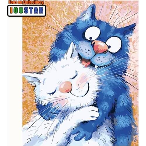 5d diy diamond blue cat pattern Cross Stitch diamond painting square animal embroidery beads patterns picture of rhinestones