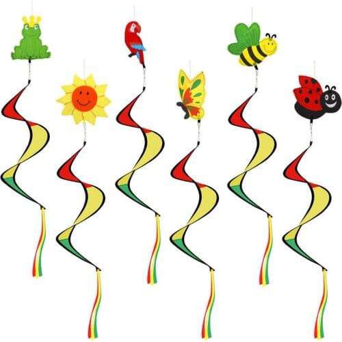 6 Pieces Wind Chimes Rainbow Hanging Spinner 52inch Home Decor Rainbow Wind Twister Foldable Wind Spinner for garden ornaments