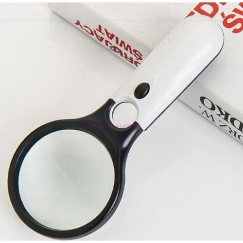 60 pcs Handheld 3X 45X Illuminated Magnifier Microscope Magnifying Glass Aid Reading for Seniors loupeWith 3 LED