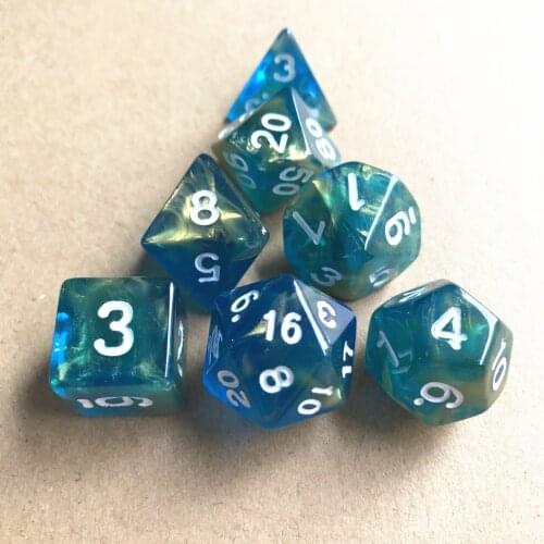 7pc/lot Dice Set D4 D6 D8 D10 D12 D20 Bule Color Polyhedral Dice for Desktop Table Board Game