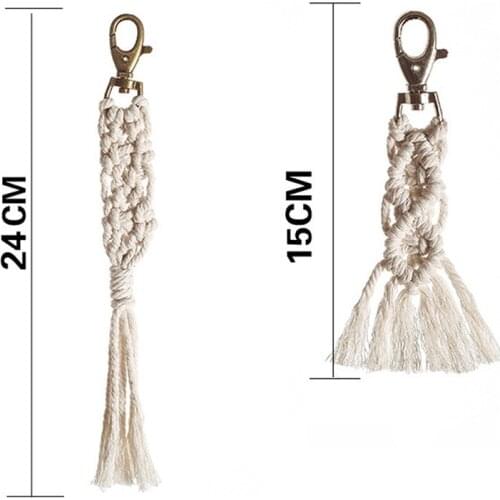 Handcrafted Accessories Unique Decor Keychains Car Key Purse Phone Boho Woven Bag Charms With Tassels