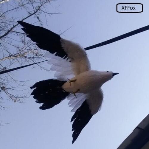 Big real life black&white Seagull model foam&feather wings seagull bird doll about 38x60cm xf0025