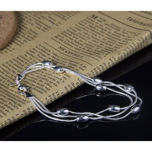 925 Silver Water Drop Design Chain Bracelet Charm Bracelets for Women Wedding Jewelry
