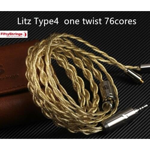 Fiftystrings Gold Raven 24 Predator 24awg Single crystal silver gold-plated balanced Earphone cable Litz Type4 MMCX QDC UE wire