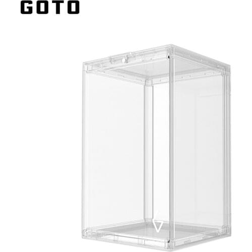 GOTO Big Clear Transparent Stackable Dust-proof Display Case PP Magnetic Door Storage Box for Lego Toy Doll Container Organizer