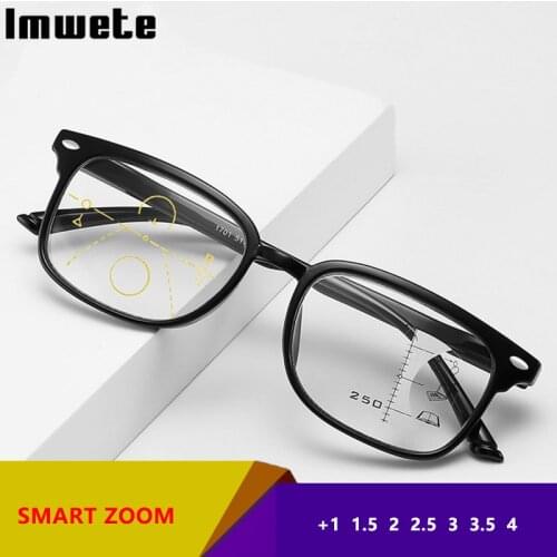 Imwete New Progressive Multi Focus Anti-Blue Light Reading Glasses Smart Zoom Distance Near Bifocal Eyeglasses For Men Women