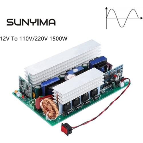 SUNYIMA 1500W Pure Sine Wave Inverter DC 12v to AC 110V 220v 1000W Power Inverter Circuit Board 60Hz Solar Converter