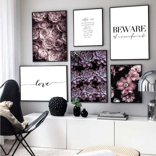 Love Canvas Painting Nordic Decor Pink Peony Flower Poster and Print Floral Picture Bedroom Decor Home Decoration