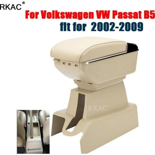 RKAC Leather Car Center Console Armrest Storage Box for Volkswagen VW Passat B5 2002 ~2005 2006 2007 2008 2009 Armrests