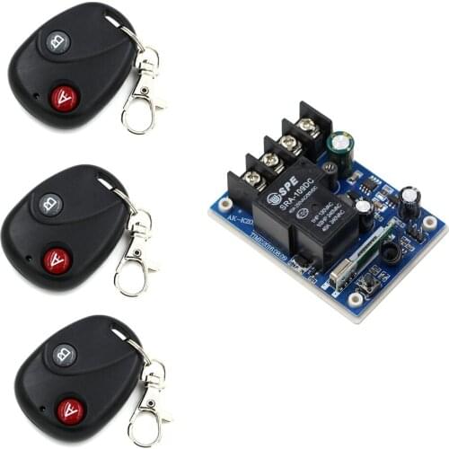 Best Price DC12V 24V 36V 48V 1CH RF Wireless Remote Control Switch System 30A Relay Receiver with 3*Remote Controller AB Button