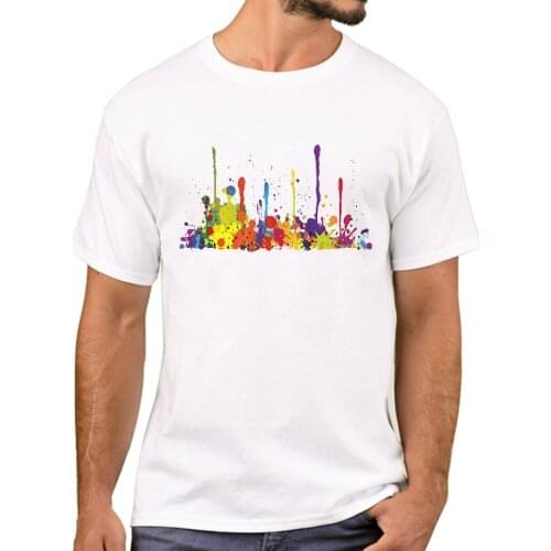 TEEHUB New Fashion Crazy Multicolored Running Men T-Shirt Hipster Colorful Dots Printed T Shirts Short Sleeve Tshirts Funny Tee