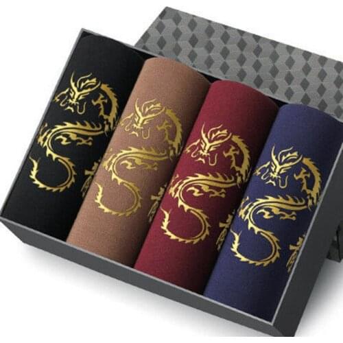 4 Pcs / Set Men Underwear Mens Panties Comfort Underpants Print Men Boxer Shorts Sexy Men Pantys Fashion Shorts L XL 3XL 4XL