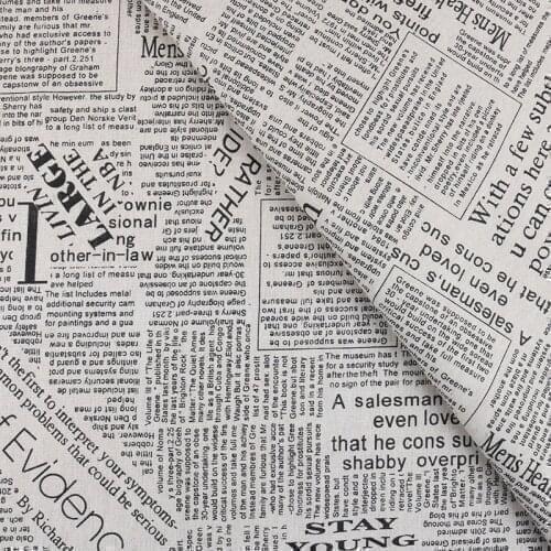 Nanchuang Newspaper Printed Cotton Linen Fabric For Quilting,Sewing,Sofa,Curtain,Bag,Cushion,Furniture Cover Material 100x145cm