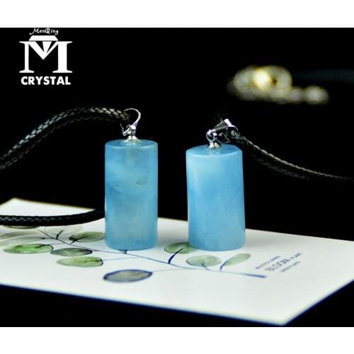 Natural Aquamarine Crystal Pendant Blue Ice Quartz Stone love Raw Material Blue Gemstones Pendant Necklaces Gift