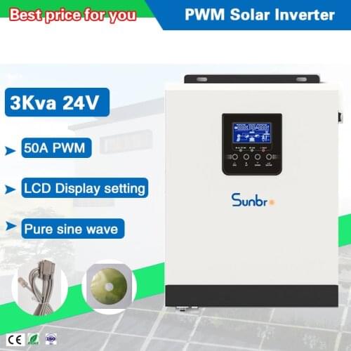 New 3000VA 24VDC 220VAC 110V 220VAC Pure Sine Wave Off Grid Solar Inverter Build in 50A PWM Solar Charger Controller
