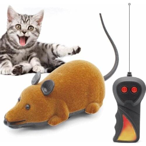 Novelty Wireless Electric Flocking Plastic Rat Mice Toy Remote Control Mouse for Pet Cat Kitten Playing Toy Cat Supplies