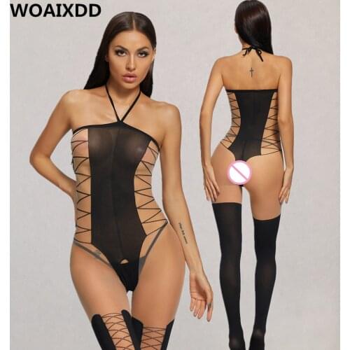 New Sexy Bodystocking Women Open Crotch Fetish Erotic Lingerie Porno Babydoll Crotchless Body Suit Underwear Costumes Catsuit