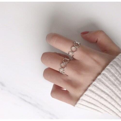 New 925 sterling silver Circle Rings Jewelry Fashion Women Jewelry Personality Women Adjustable Index Finger Open Ring