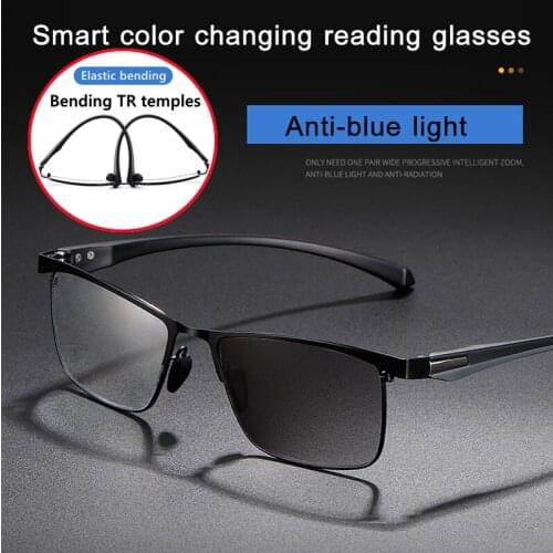 Titanium Full Frame Progressive Multifocal Reading Glasses Men Tr90 Frame Hyperopia Presbyopia Readers Eyewear diopters 1.0-4.0