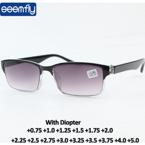 Seemfly +7.5 1.25 1.5 2 2.5 3 4.5 +5.0 Progressive Gray Reading Glasses Male Black Retro Goggle Female Prebyopic Hyperopia Frame