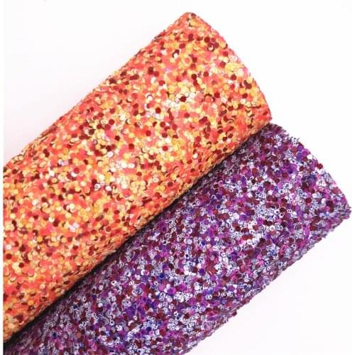 Orange Purple Halloween Chunky Glitter Vinyl Fabric Sheet Glitter Faux Leather For Bows Earrings DIY A4 SIZE
