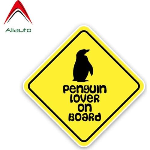 Aliauto Personality Warning Car Sticker Penguin Lover on Board Decoration PVC Waterproof Sunscreen Cover Scratch Decal,14cm*14cm