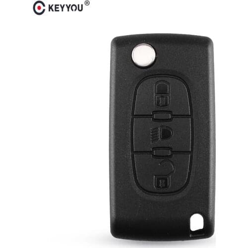 KEYYOU 3 Buttons Flip Folding Remote Fob Car Key Shell Cover For Peugeot 207 406 307 308 408 107 Key Case VA2/HU83 Blade