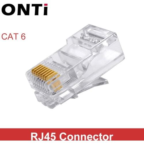 ONTi RJ45 CAT6 Connector 8P8C Modular Plug Ethernet Cable Head 1Gbps Gigabit Network Crimp Crystal Head RJ45 Connector 50P