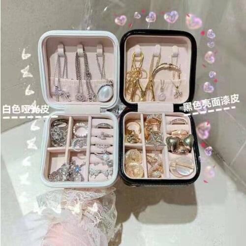 Jewelry Box Jewelry Organizer Display Travel Jewelry Case Boxes Portable Earring Holder Leather Portable Storage Zipper Jewelers